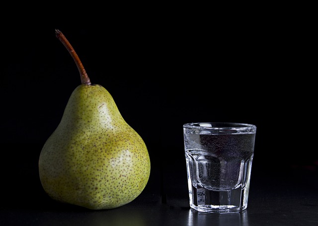 pear and a glass